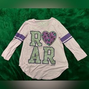 Justice girl’s long sleeve shirt, color purple, size 20